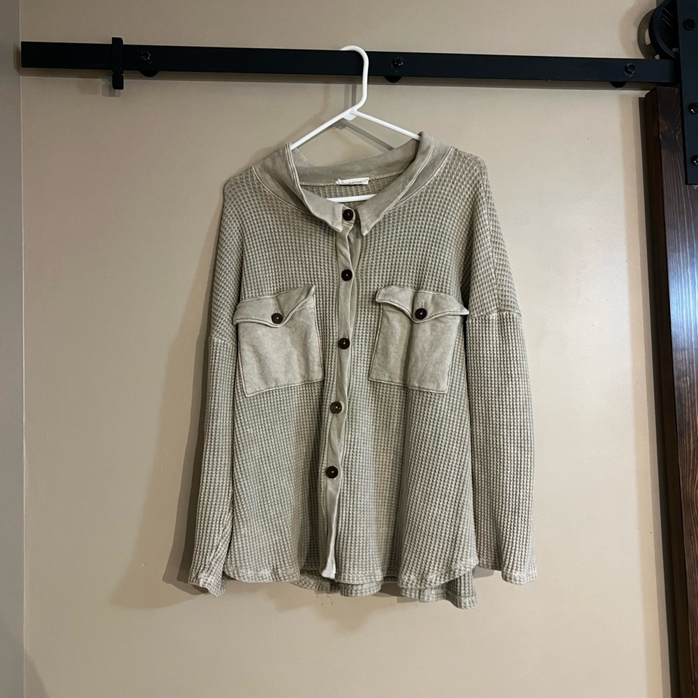 Bucketlist Waffle Knit Shacket